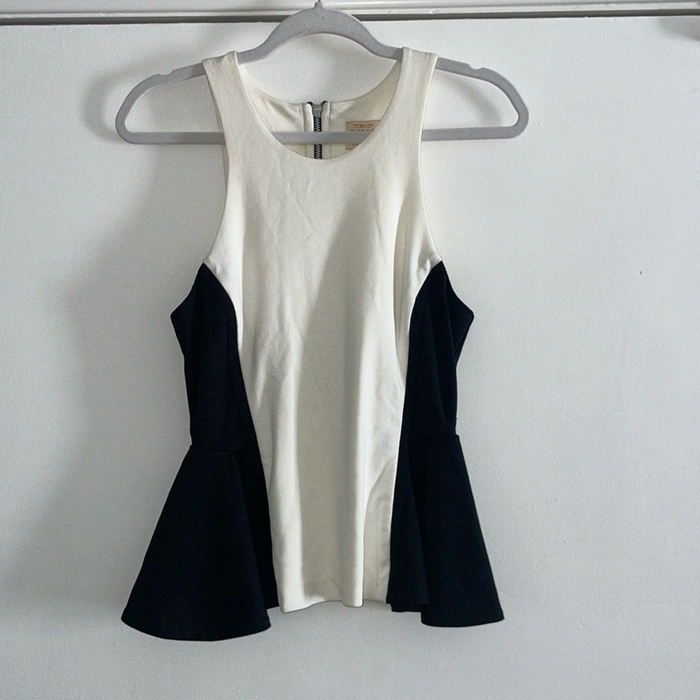 NWT (FLAWED) Torn by Ronny Kobo Peplum Night Out Top With Back Zipper | S